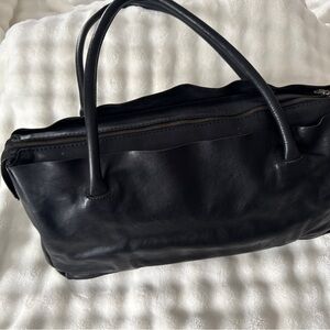 Johnny Farah Large Black Leather Bag/Duffle